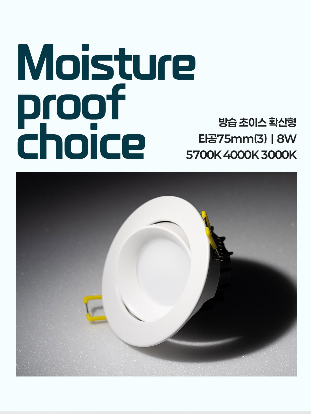 [CK-9013] LED 방습 초이스 확산형 타공 75mm(3) 8W 플리커로우 제조사 상세 정보