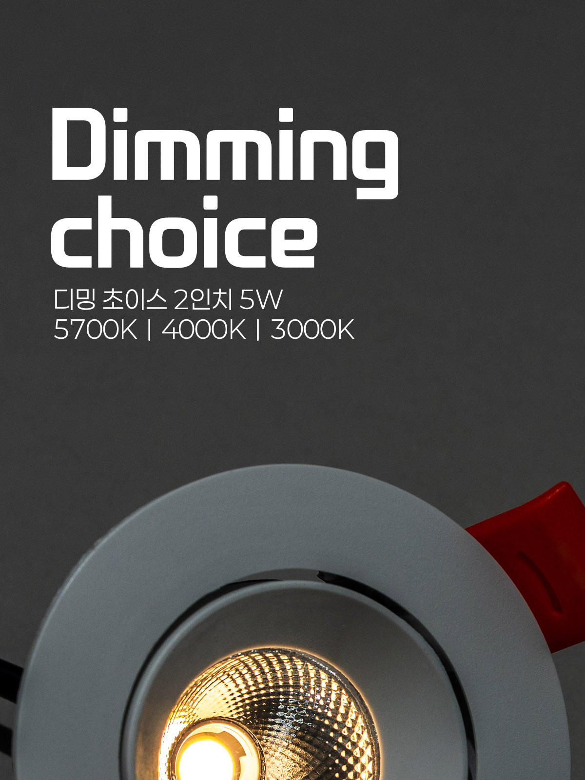 [CK-D057] LED 디밍 초이스 일체형 타공55mm(2) 5W 플리커로우 제조사 상세 정보