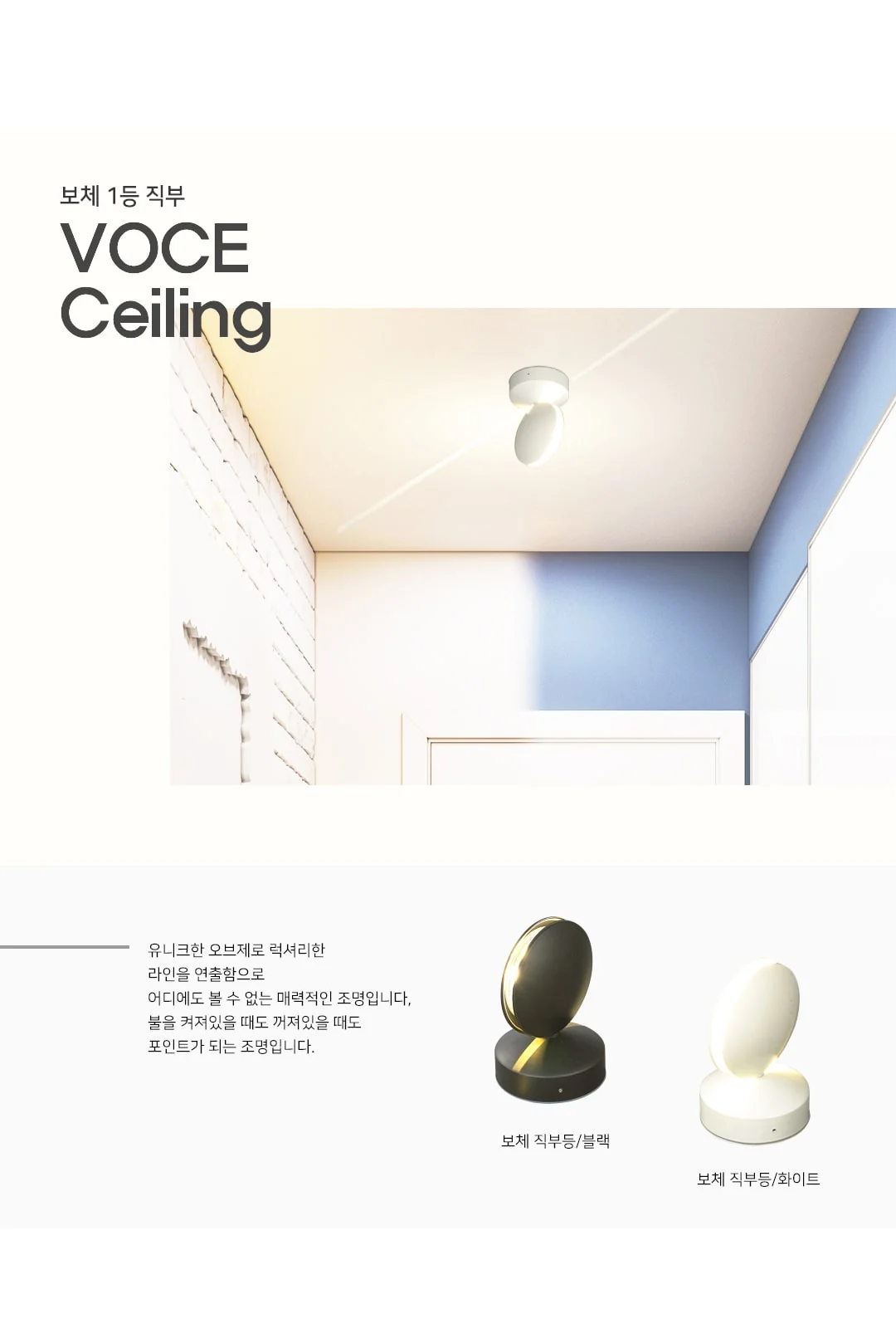 라인 레이저 벽부 직부 겸용 조명 [블랙 /화이트] 제조사 상세 정보