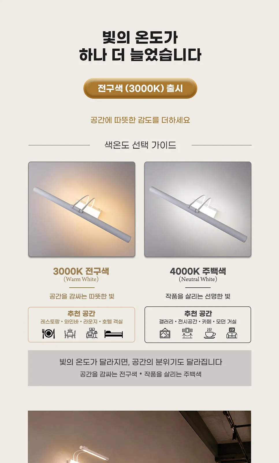 LED 일체형 갤러리 벽등 라운드 (백색) 5W 제조사 상세 정보