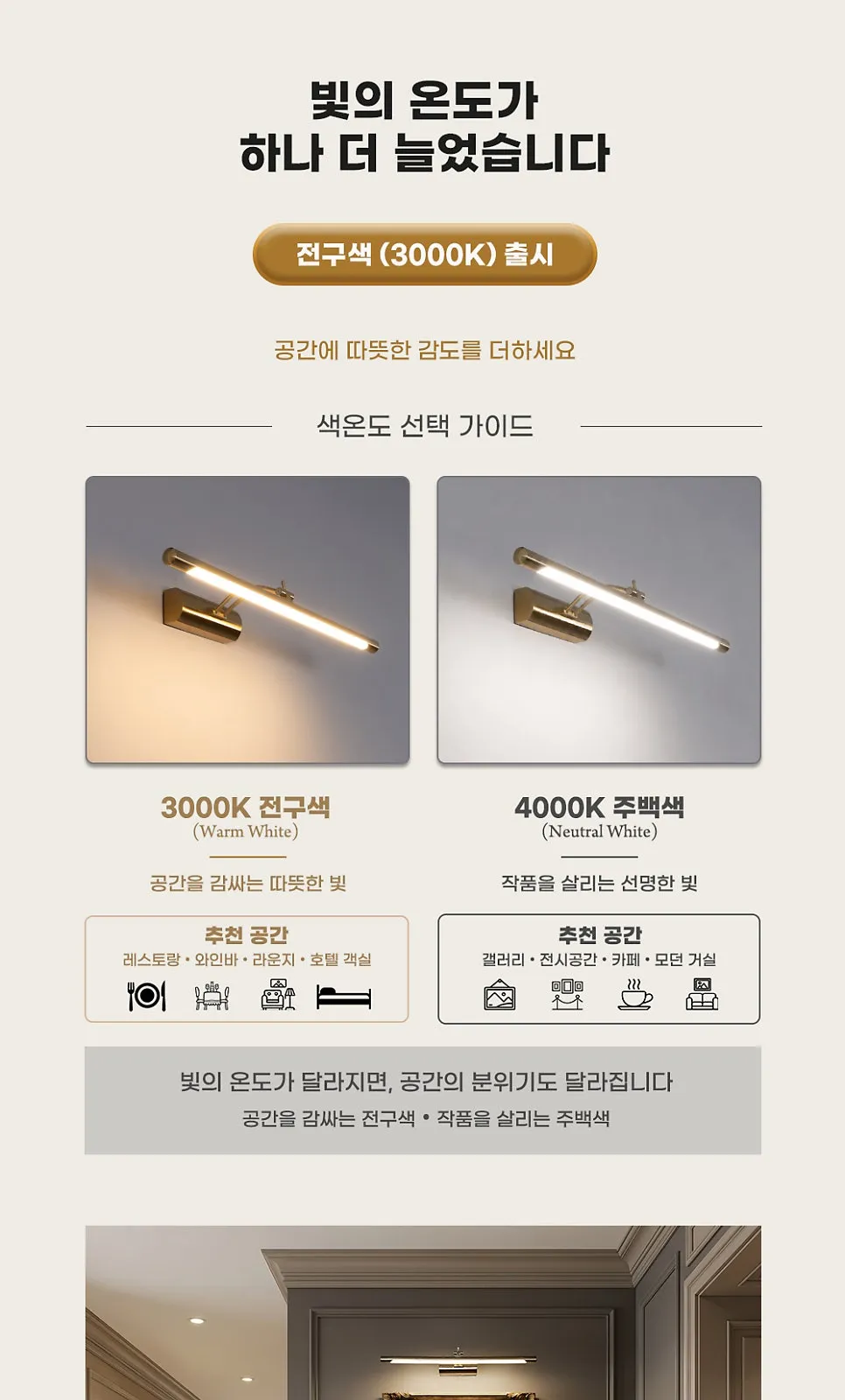 LED 일체형 갤러리 벽등 라운드 (브론즈) 3000K, 4000K 제조사 상세 정보