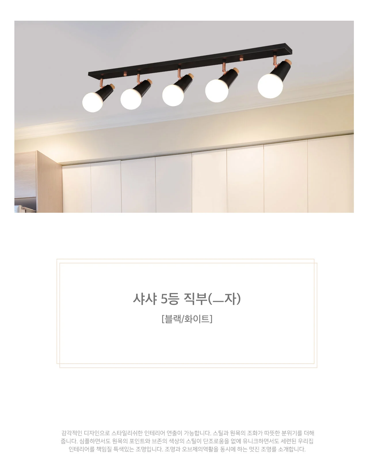 샤샤 5등 직부(ㅡ자) [블랙/화이트] 제조사 상세 정보