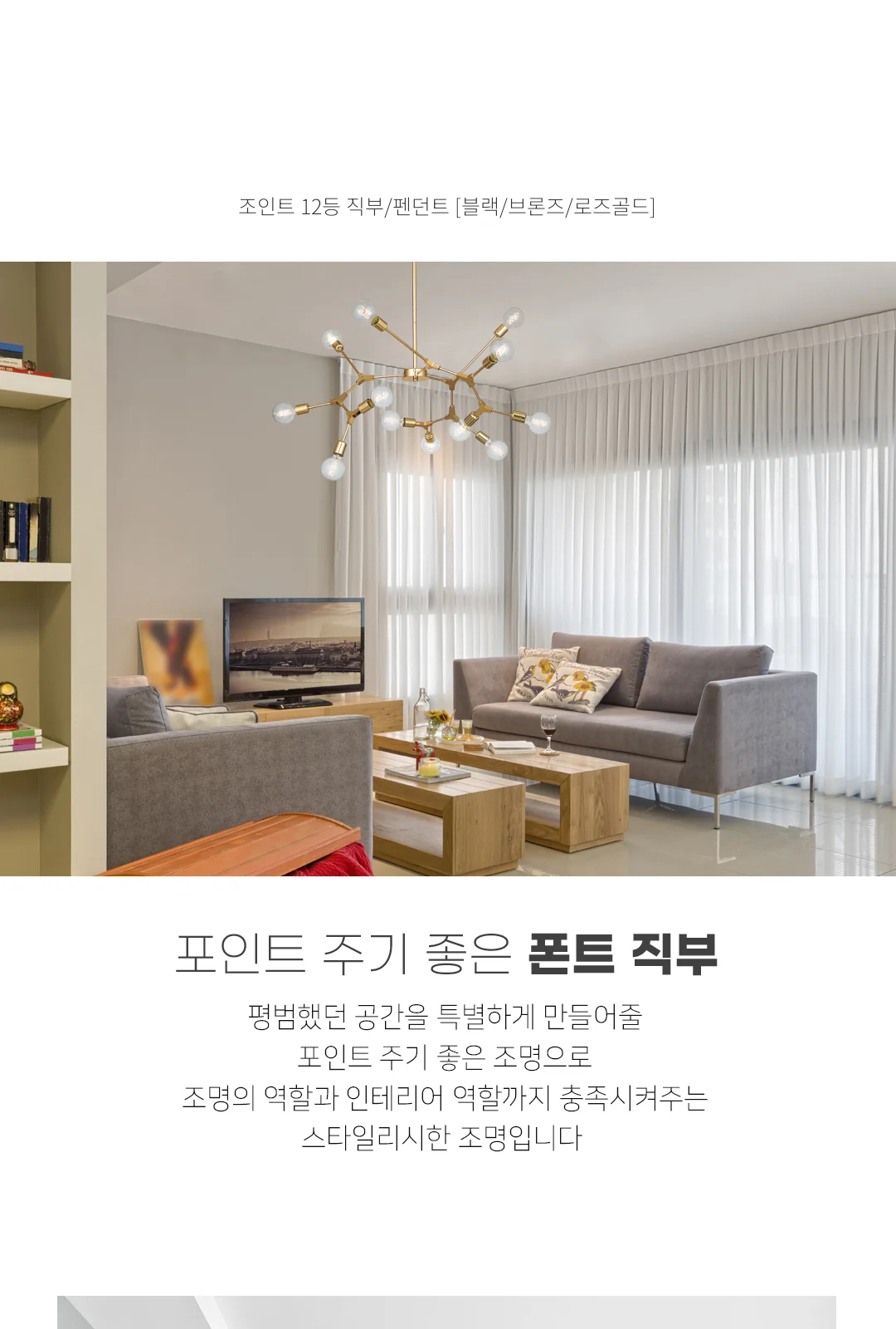 조인트 12등 직부/펜던트 [블랙/브론즈/로즈골드] 제조사 상세 정보