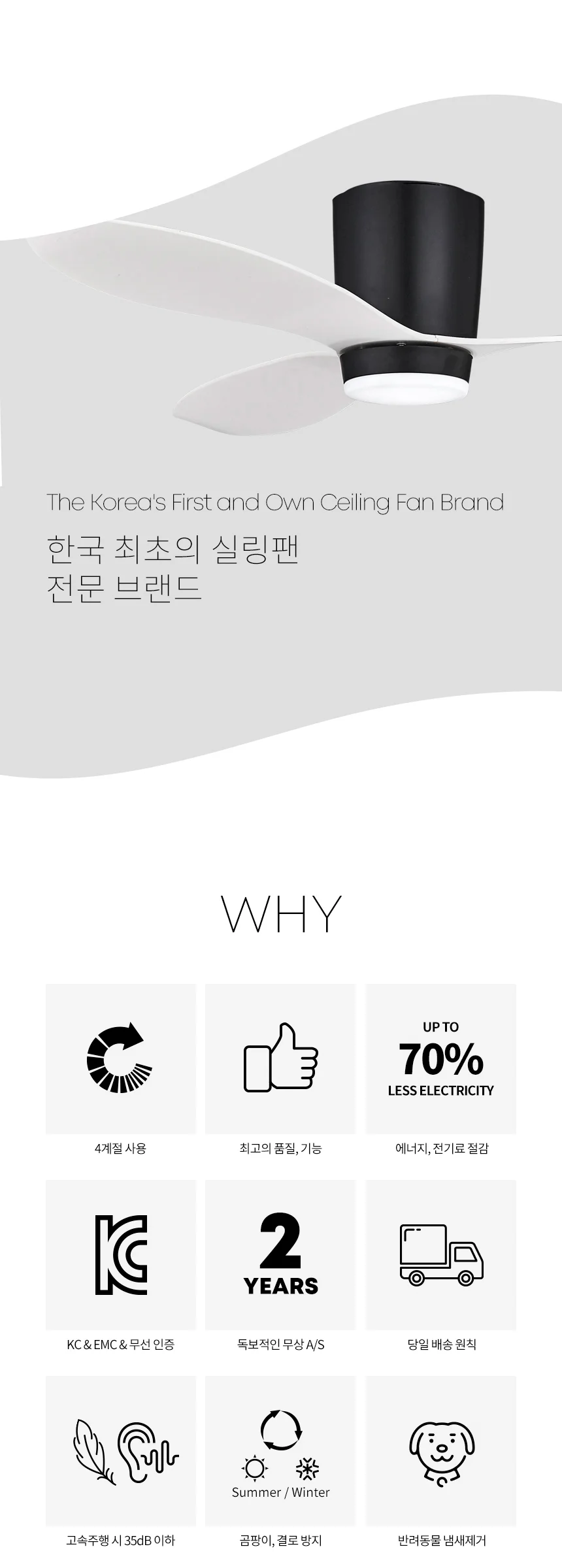 W 온토 실링팬 (일반형/LED형) 천장선풍기 제조사 상세 정보