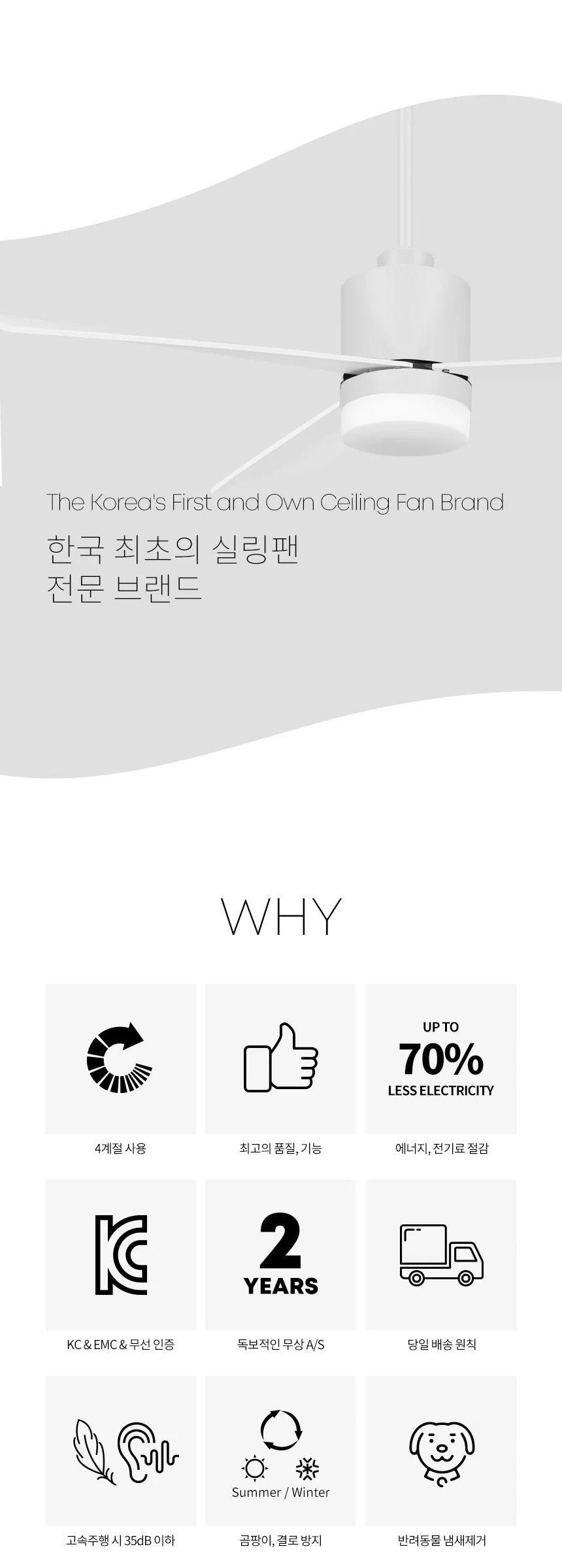 W 카페2 실링팬, 천장선풍기, 인테리어 조명 (일반형, LED형 블랙 화이트 우드) 제조사 상세 정보