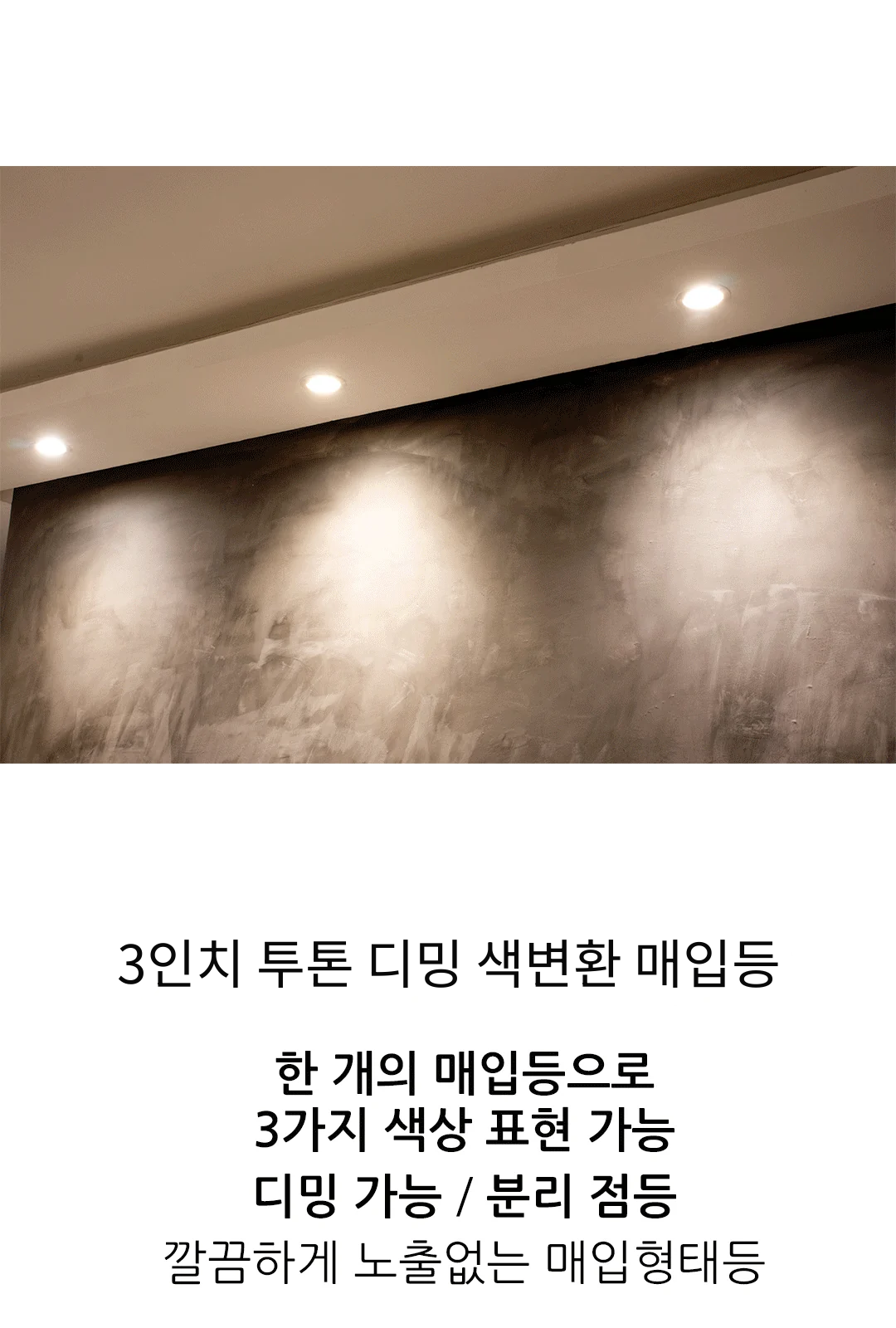 3인치 투톤 디밍 색변환 매입등 제조사 상세 정보