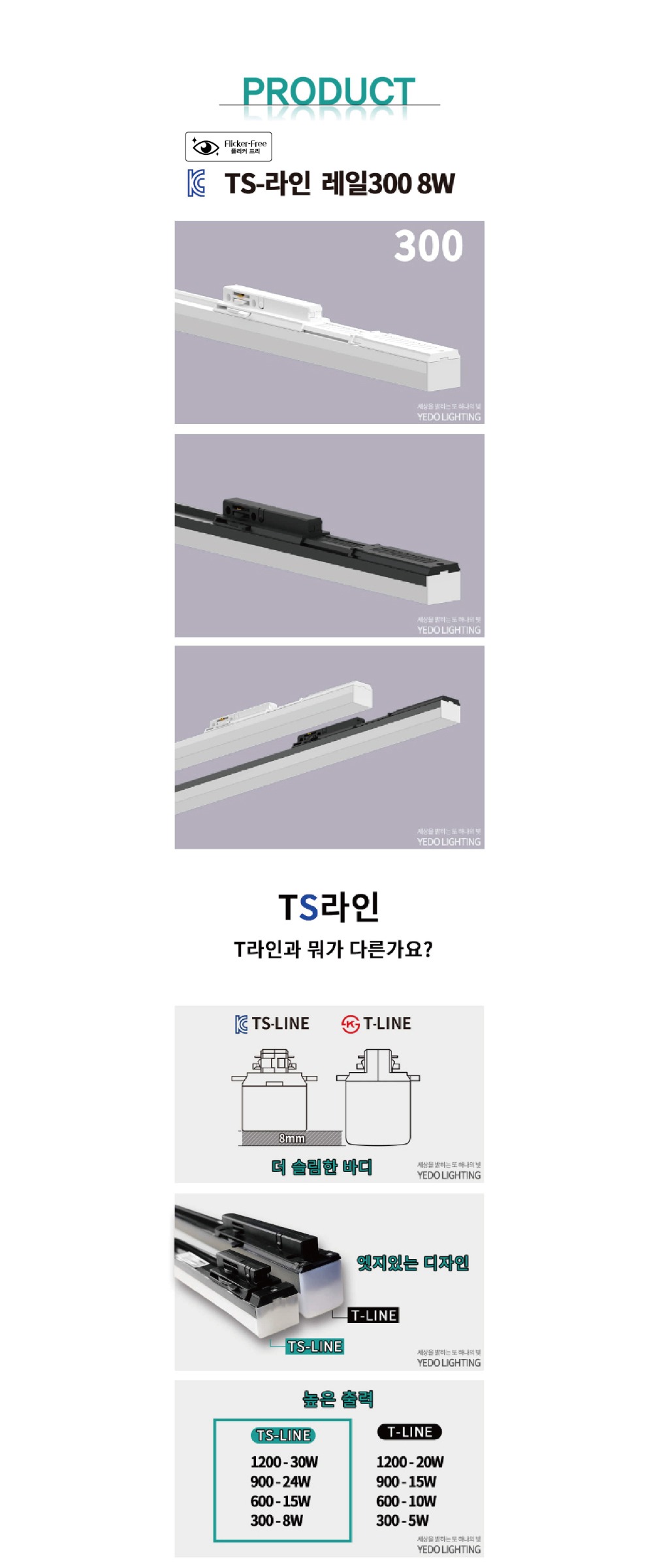 KC. TS-LINE(티에스라인) LED 8W 레일등 제조사 상세 정보