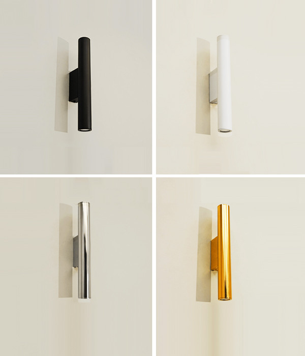 LED COB 원통 초슬림 벽등 2구 (LED 10W 일체형 3000K 화이트/블랙/골드/크롬)